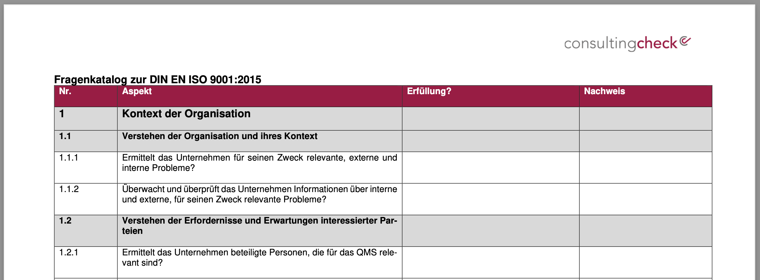 Fragen Zur Vorbereitung Auf Eine Zertifizierung Nach DIN EN ISO 9001