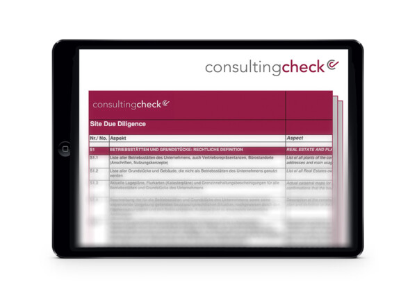 Ein Screenshot der Checkliste für die Site Due Diligence.
