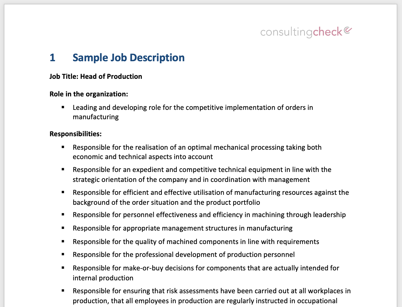 Functional descriptions manufacturing and operation - consultingcheck