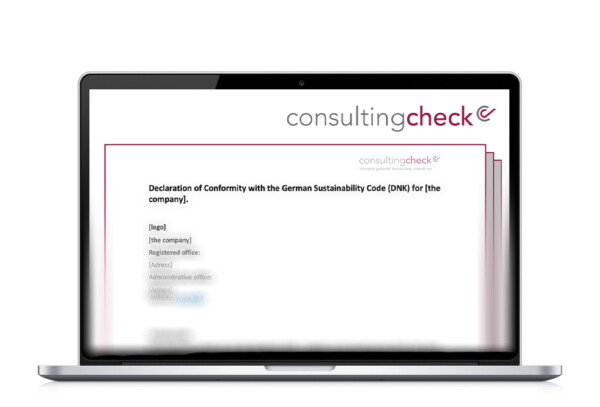 Ein Screenshot der Vorlage für eine Entsprechenserklärung nach dem deutschen Nachhaltigkeitskodex.